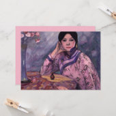 Elegante Aziatische dame met een parfumfles Kaart (Voorkant / Achterkant in situ)