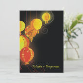 Elegante Aziatische Hangende Lantaarns Bruiloft Kaart (Staand voorkant)