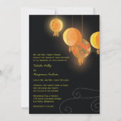 Elegante Aziatische Hangende Lantaarns Bruiloft Kaart (Achterkant)