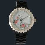 Elegante Aziatische kraan en bloesemkunst Horloge<br><div class="desc">ingewikkelde kraan en bloemen Aziatische schilderij.</div>
