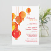 Elegante Aziatische lantaarns bruiloft repetitie d Kaart (Staand voorkant)