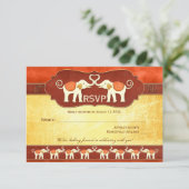 Elegante Aziatische Witte Olifanten Trouw RSVP Kaa Kaart (Staand voorkant)