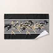 Elegante Aziatische Zwarte Witte Streep Gouden Bam Bad Handdoek (Handdoek)