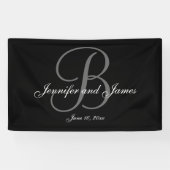 Elegante B Monogram Trouwbanner Spandoek (Horizontaal)