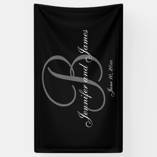 Elegante B Monogram Trouwbanner Spandoek (Verticaal)