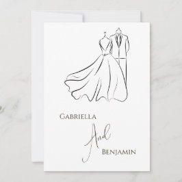 Elegante B & W bruiloft Tux & jurk Formele bruilof Kaart