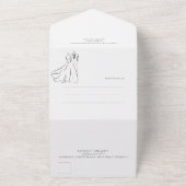 Elegante B & W bruiloft Tuxedo & jurk Formele brui All In One Uitnodiging (Buitenkant)