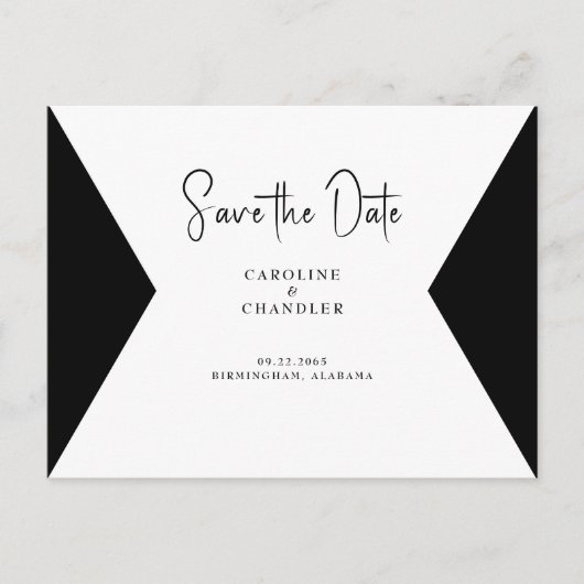 Elegante B / W foto bruiloft Save the Date Briefka Briefkaart (Voorkant)