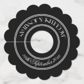 Elegante B & W gepersonaliseerde namen wijnglas la Wijnglaslabel (Voorkant)