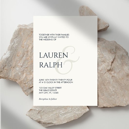 Elegante B&W minimalistisch script bruiloft uitnod Kaart