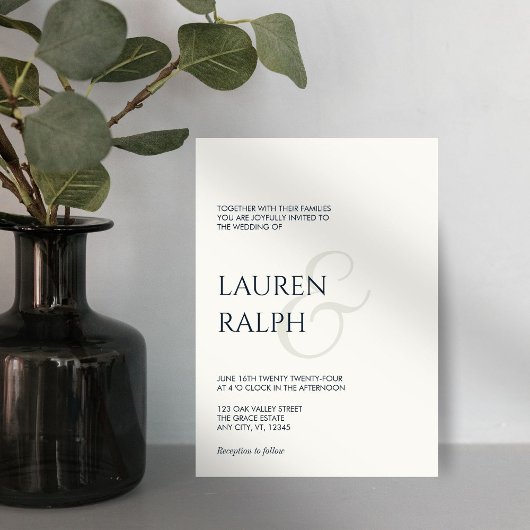 Elegante B&W minimalistisch script bruiloft uitnod Kaart