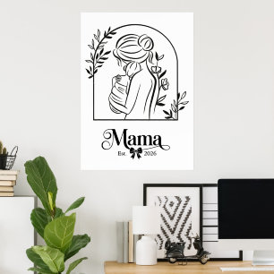 Elegante B&W minimalistische eerste Moederdag Mama Poster