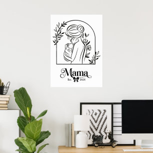 Elegante B&W minimalistische eerste Moederdag Mama Poster