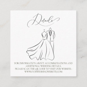 Elegante B & W Tux & Jurk Bruiloft QR Code Details Informatiekaartje