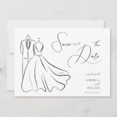 Elegante B&W Tux & Jurk bruiloft Save The Date (Voorkant)