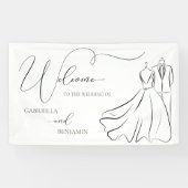 Elegante B&W Tux & Jurk Bruiloft Welkom Spandoek (Horizontaal)