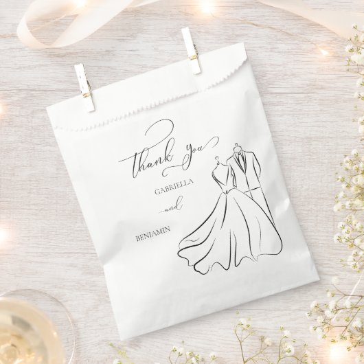 Elegante B&W Tux & Jurk Dank u Bruiloft Bedankzakje (Geknipt)