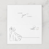 Elegante B&W Tux & Jurk Trouwtafel Plaatskaartje (Buitenkant ongevouwen)