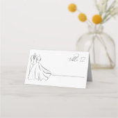 Elegante B&W Tux & Jurk Trouwtafel Plaatskaartje (Voorkant)