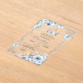 Elegante Baby Blauwe Kroon Quinceanera Acryl Uitnodigingen (Laagn)