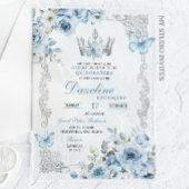 Elegante Baby Blauwe Kroon Quinceanera Acryl Uitnodigingen