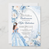 Elegante Baby Blue Quinceañera Uitnodiging (Voorkant)