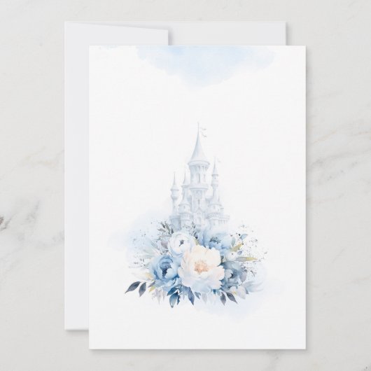 Elegante Baby Blue Quinceañera Uitnodiging (Achterkant)