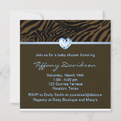 Elegante Baby Blue Zebra Baby Boy Shower Kaart (Achterkant)