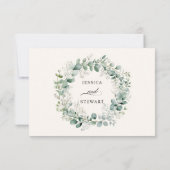 Elegante baby Breath Wreath Dusty Greenery Wedding Kaart (Achterkant)