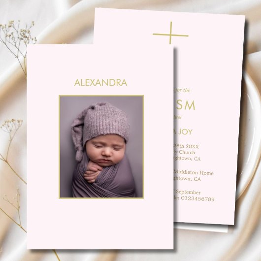 Elegante Baby doop Minimale foto doop Kaart