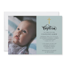 Elegante Baby-doop uitnodigen met foto en kruis