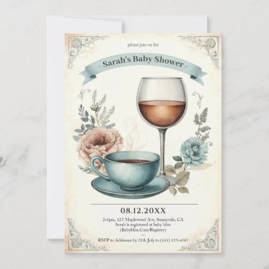Elegante  Baby Douche Uitnodigingen voor Jongens (Voorkant)