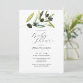 Elegante Baby Douche Uitnodigingen Waterverf Olive (Staand voorkant)