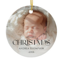 Elegante Baby Eerste Kerstmis Dubbele Foto