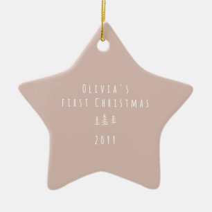 Elegante baby First Christmas Natural Keramisch Ornament