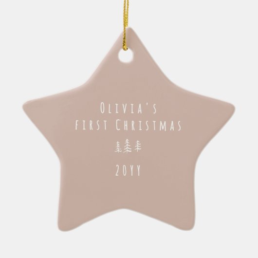 Elegante baby First Christmas Natural Keramisch Ornament (Voorkant)