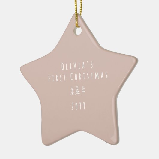 Elegante baby First Christmas Natural Keramisch Ornament (Links)