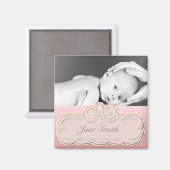 Elegante Baby foto aandenken - roze Magneet (Voorkant / Achterkant)