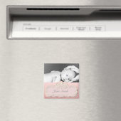 Elegante Baby foto aandenken - roze Magneet (Insitu (Vaatwasser))