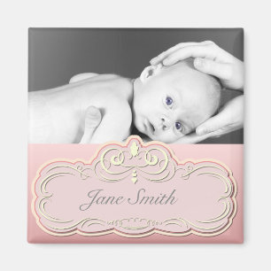 Elegante Baby foto aandenken - roze Magneet