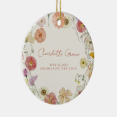 Elegante Baby foto geperste bloemen geboorte stati Keramisch Ornament (Rechts)