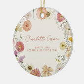 Elegante Baby foto geperste bloemen geboorte stati Keramisch Ornament (Links)