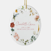 Elegante Baby Foto Roze Tuin Bloemen Geboortestati Keramisch Ornament (Rechts)