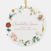 Elegante Baby Foto Roze Tuin Bloemen Geboortestati Keramisch Ornament (Voorkant)