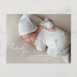 Elegante baby geboorteaankondiging dank je wel briefkaart
