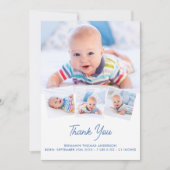 Elegante Baby gepersonaliseerde 4 fotocollage pasg Bedankkaart (Voorkant)