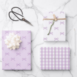 Elegante baby girl shower preppy paarse strik dasl inpakpapier vel
