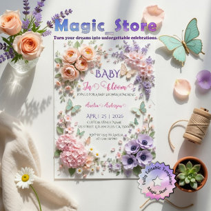 Elegante Baby in Bloom Bloem Vlinders Pastel Kaart
