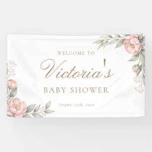Elegante Baby in Bloom Meisje Baby Shower Welkom Spandoek
