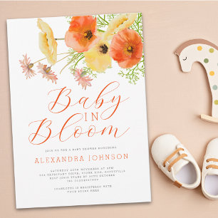 Elegante Baby In Bloom Oranje Gele Bloemen Kaart